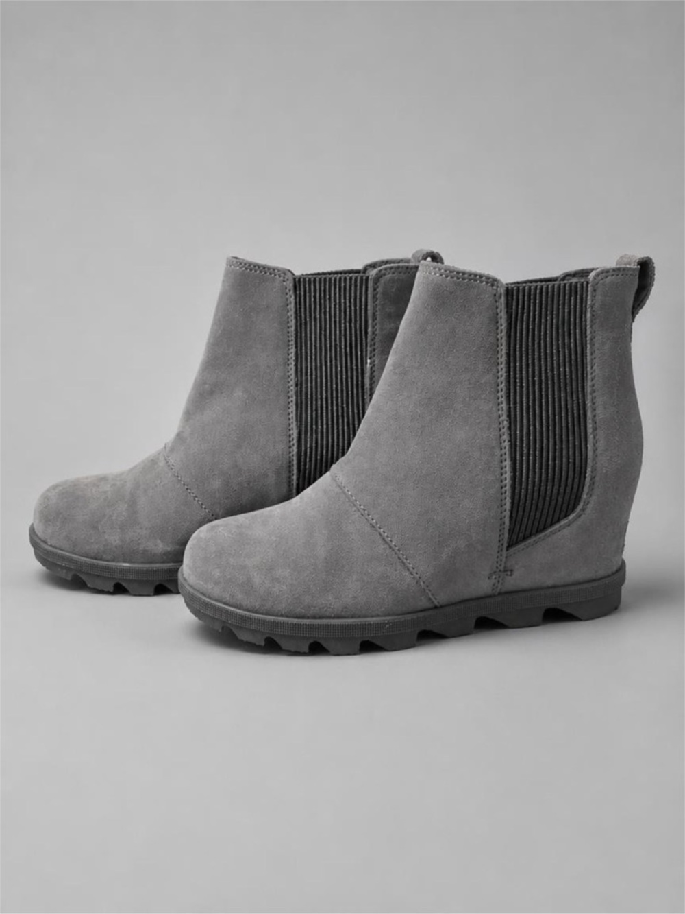 Sorel Gray Suede Chelsea Wedge Ankle Booties